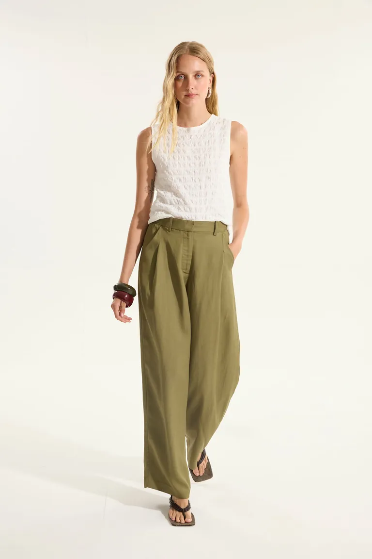 Pantalón ancho y cómodo de corte recto en tela de lino y tencel de Portsaid en Pantalones para argentina