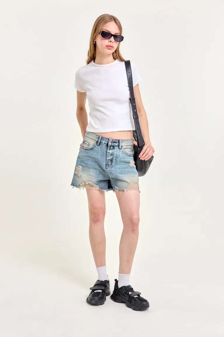 Shorts 5 bolsillos denim de tiro medio-alto y calce relajado de 47 Street en Shorts para argentina