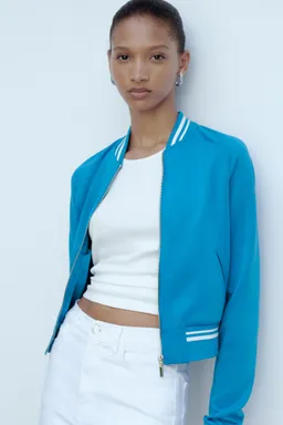Bomber rayas contraste de Mango en Chaquetas para argentina