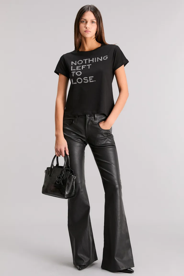 Remera negra con texto gráfico 'Nothing left to lose' - Prenda de moda para mujer de Kosiuko en Remeras para argentina