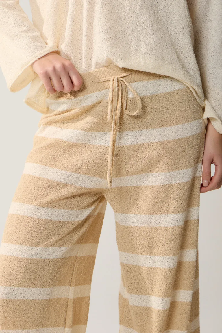 Pantalón de tela rayada con cintura elástica y cordón de Cuesta Blanca en Pantalones para argentina