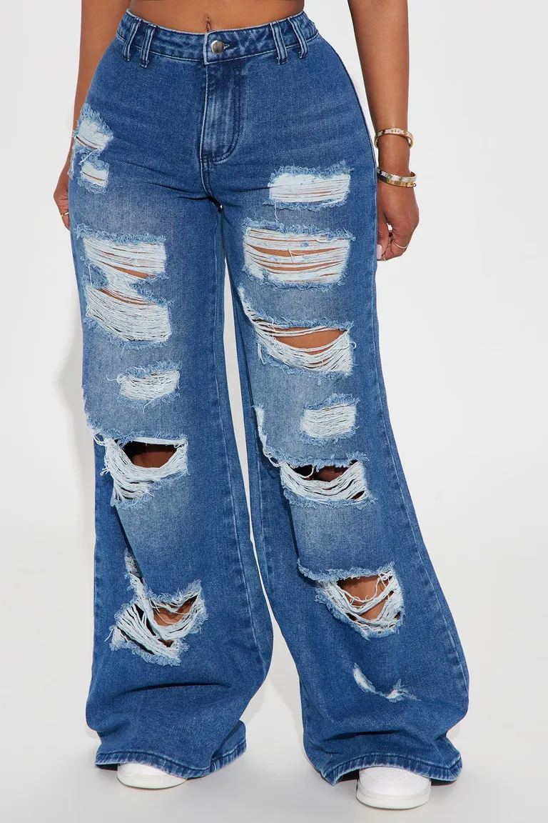 Jeans anchos rotos de Fashion Nova en Pantalones para argentina