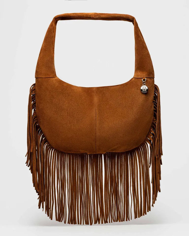 Bolso de gamuza con flecos, accesorio versátil y de gran estilo de Prüne en Bolsos y Carteras para argentina