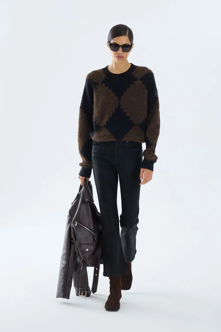 Sweater tejido de punto con diseño de rombos y cuello redondo de Portsaid en Buzos y Sweaters para argentina