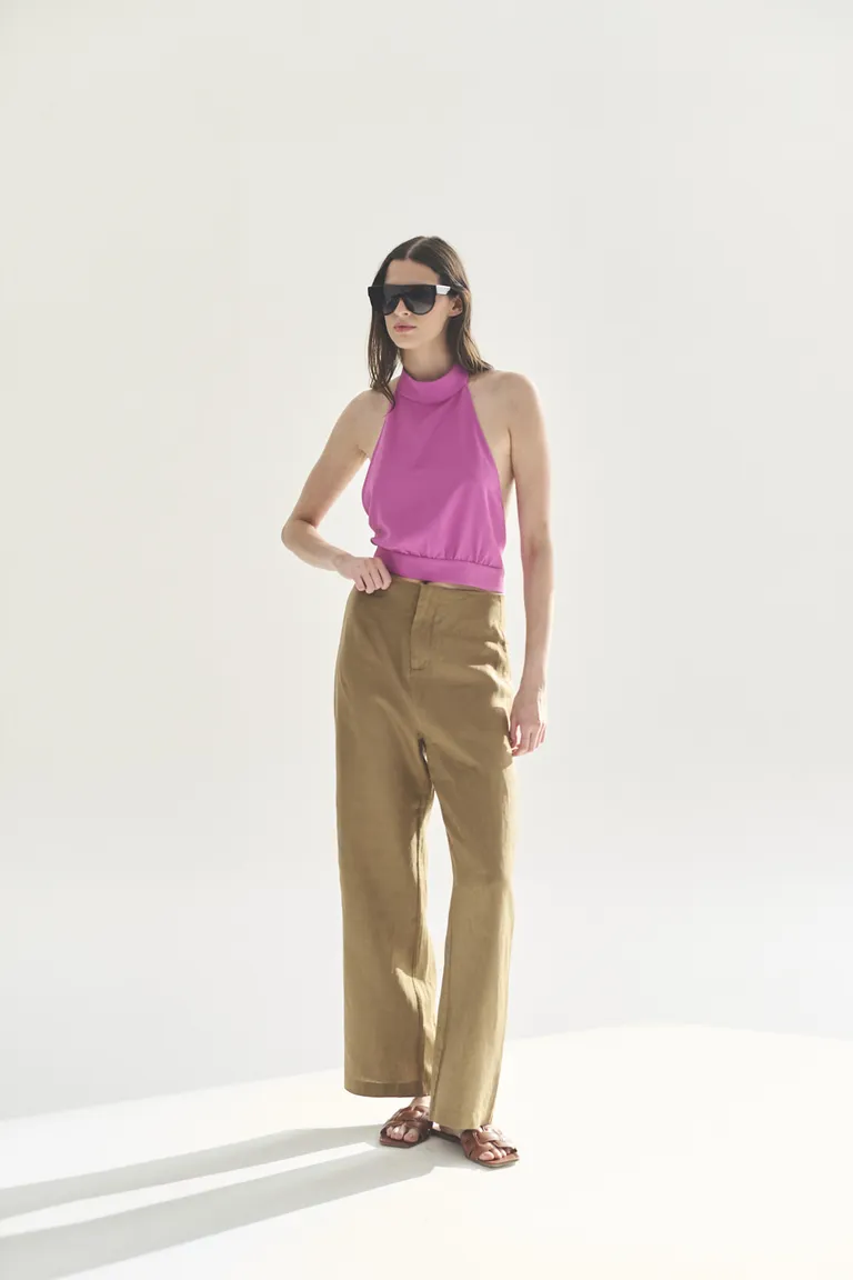 Top sin mangas de color rosa para mujer, diseño elegante y moderno de Akiabara en Tops para argentina