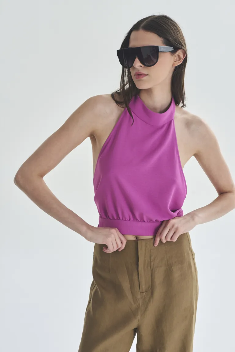 Top sin mangas de color rosa para mujer, diseño elegante y moderno de Akiabara en Tops para argentina