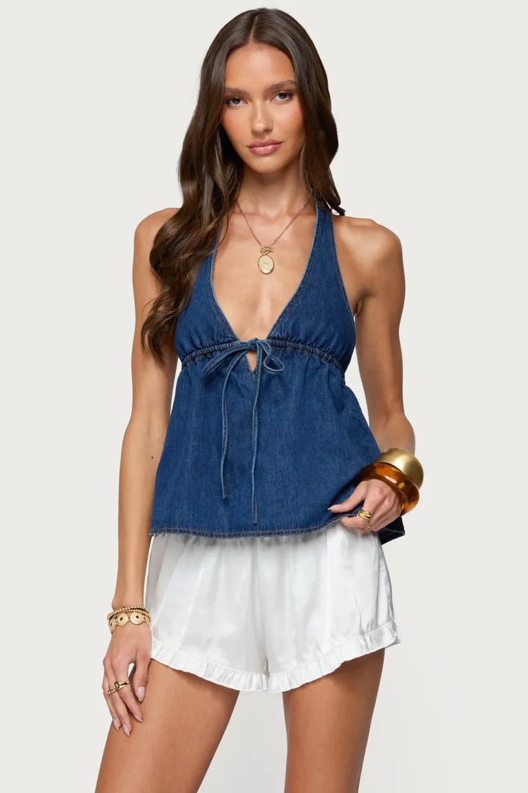 Top halter denim safia de Edikted en Tops para argentina