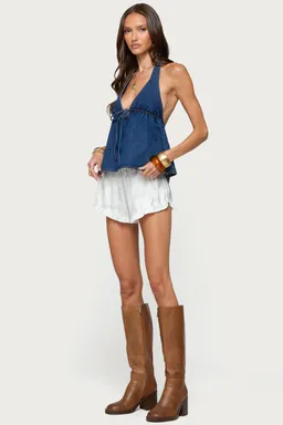 Top halter denim safia de Edikted en Tops para argentina