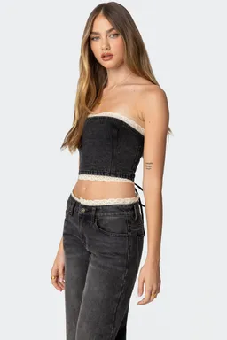 Top denim karli con encaje de Edikted en Tops para argentina