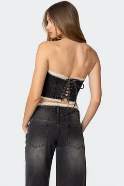 Top denim karli con encaje de Edikted en Tops para argentina