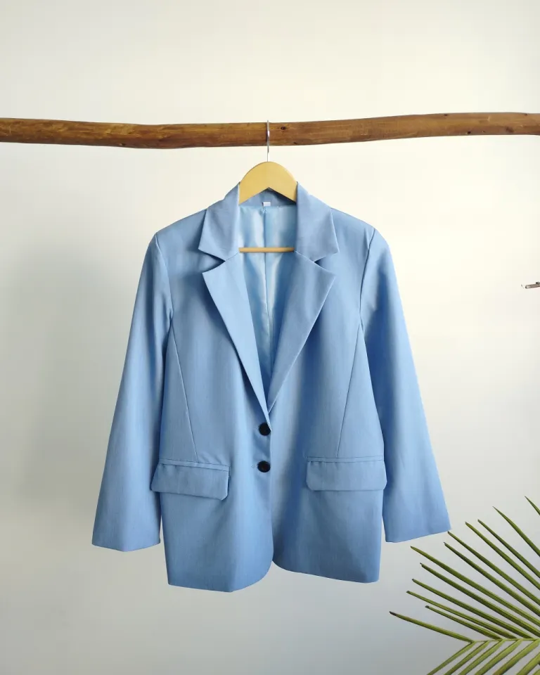 Blazer azul celeste de corte recto y bolsillos frontales para mujer de Lemmon en Blazers para argentina