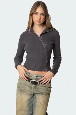 Cardigan asimétrico canalé cierre de Edikted en Chaquetas para argentina