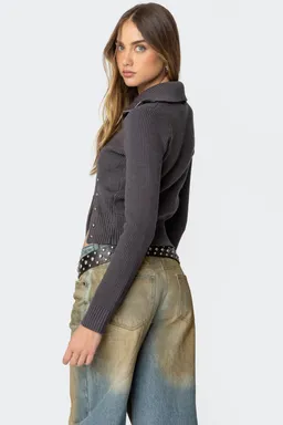 Cardigan asimétrico canalé cierre de Edikted en Chaquetas para argentina