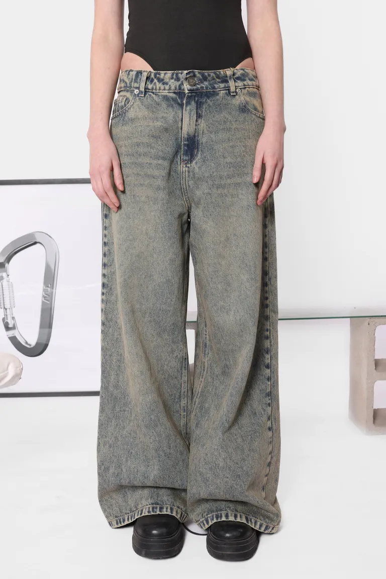 Pantalón denim wide leg con lavado matizado en tonos azules de Top White en Pantalones para argentina