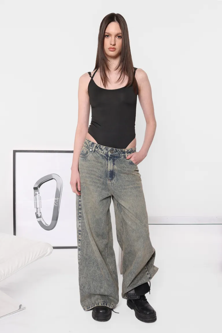 Pantalón denim wide leg con lavado matizado en tonos azules de Top White en Pantalones para argentina