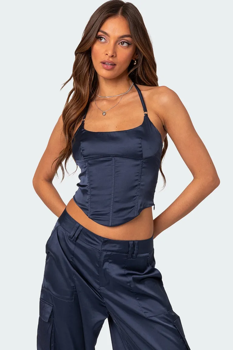 Corset kelsey satinado con lazos de Edikted en Tops para argentina
