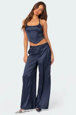 Corset kelsey satinado con lazos de Edikted en Tops para argentina