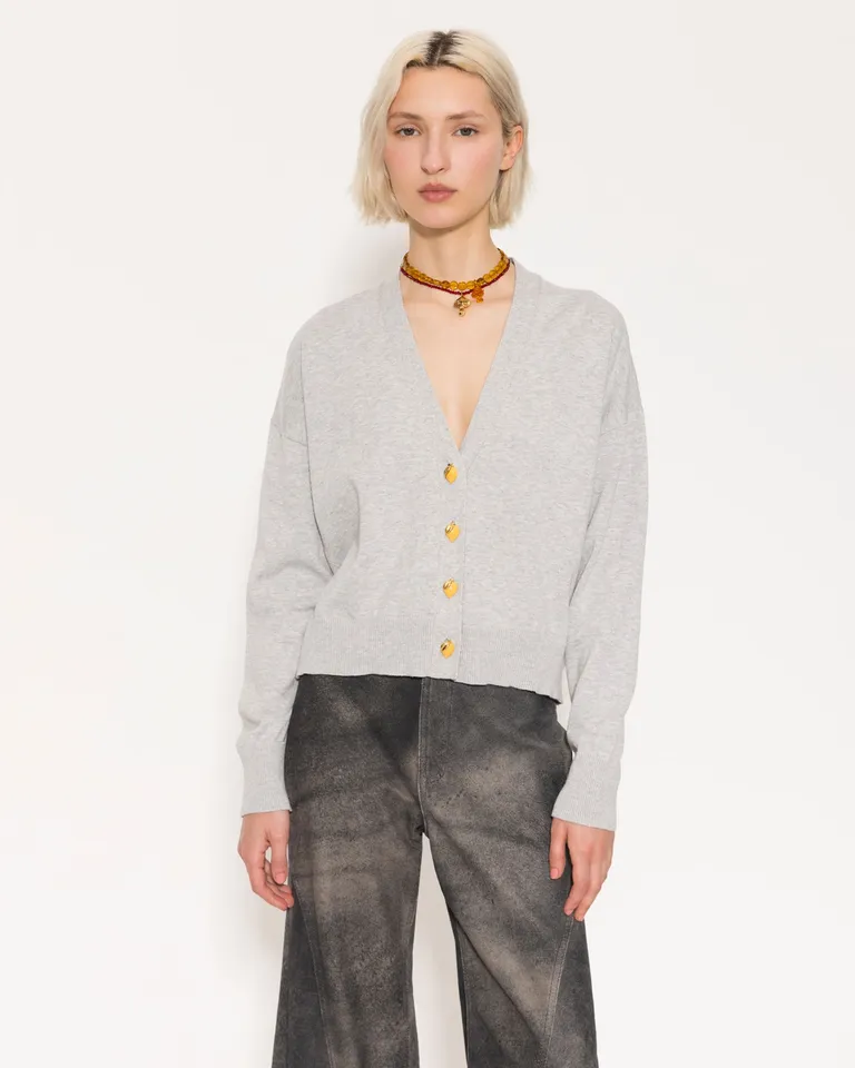 Cardigan de tejido holgado y escote en V con detalles de botones diferenciados de Jazmin Chebar en Buzos y Sweaters para argentina