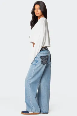 Jeans tiro bajo bandana bliss de Edikted en Pantalones para argentina