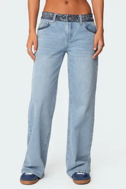 Jeans tiro bajo bandana bliss de Edikted en Pantalones para argentina