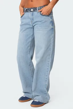 Jeans tiro bajo bandana bliss de Edikted en Pantalones para argentina