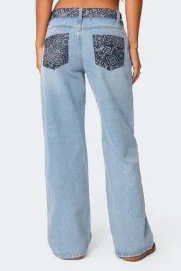Jeans tiro bajo bandana bliss de Edikted en Pantalones para argentina