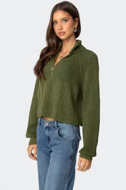 Sweater cropped punto canalé cierre de Edikted en Buzos y Sweaters para argentina