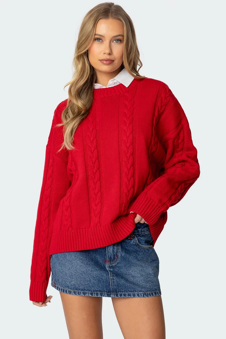 Sweater trenzado oversized acacia de Edikted en Buzos y Sweaters para argentina