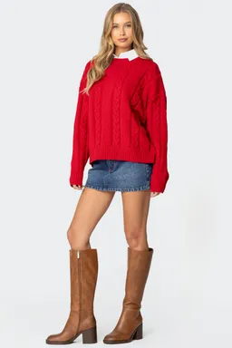 Sweater trenzado oversized acacia de Edikted en Buzos y Sweaters para argentina