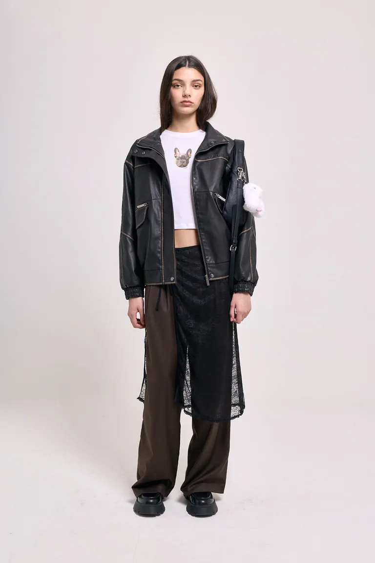 Sobrefalda midi tipo pareo de encaje con lazo lateral y terminación de puntilla en ruedo de 47 Street en Faldas para argentina