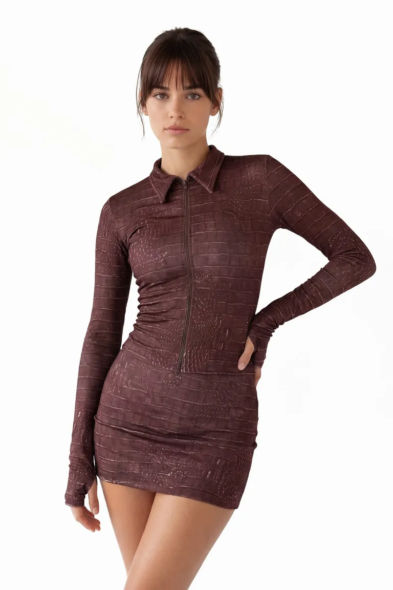 Chaqueta de polisap con estampado croco en tono marrón para mujer de Black Mamba en Chaquetas para argentina