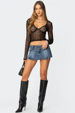 Mini falda short denim vintage de Edikted en Faldas para argentina