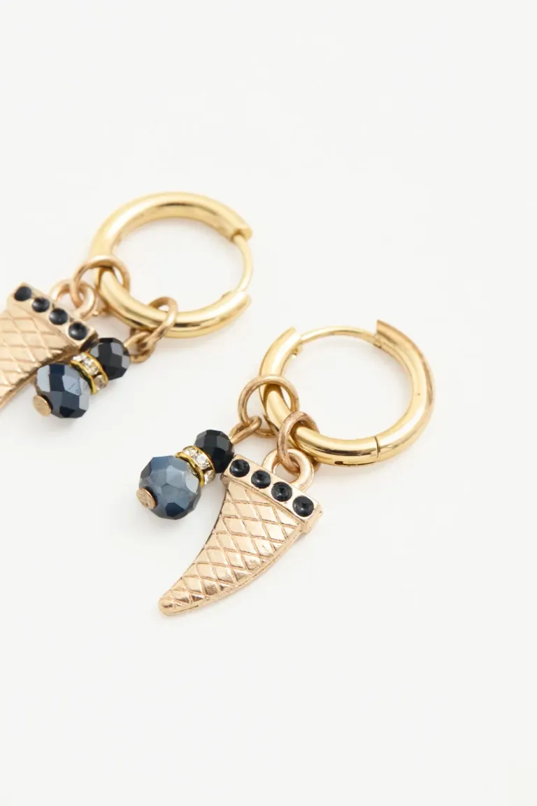 Aros argolla en metal con dije de cuerno dorado de Rapsodia en Bijouterie para argentina