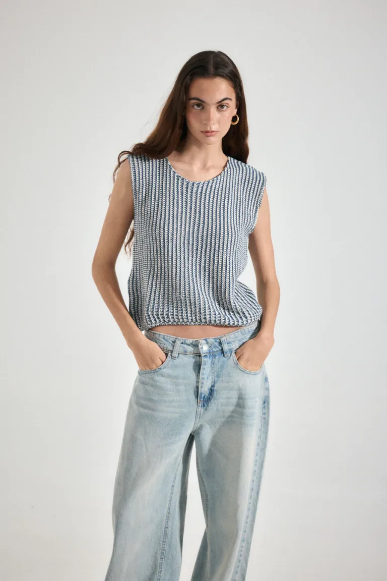 Musculosa tejida oversize con doble hilo en estilo rayado de Audaz en Tops para argentina