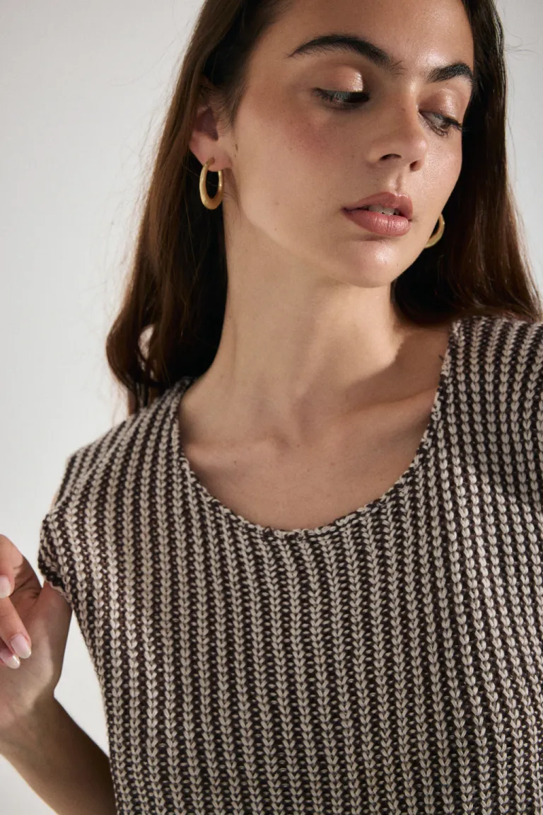 Musculosa tejida oversize con doble hilo en estilo rayado de Audaz en Tops para argentina