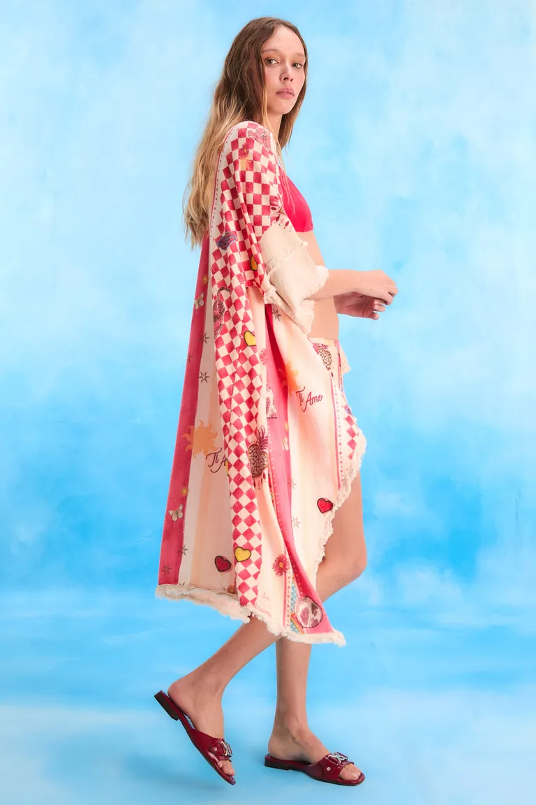 Ruana de punto hasta la rodilla con estampado exclusivo de Kosiuko en Capas y Ponchos para argentina