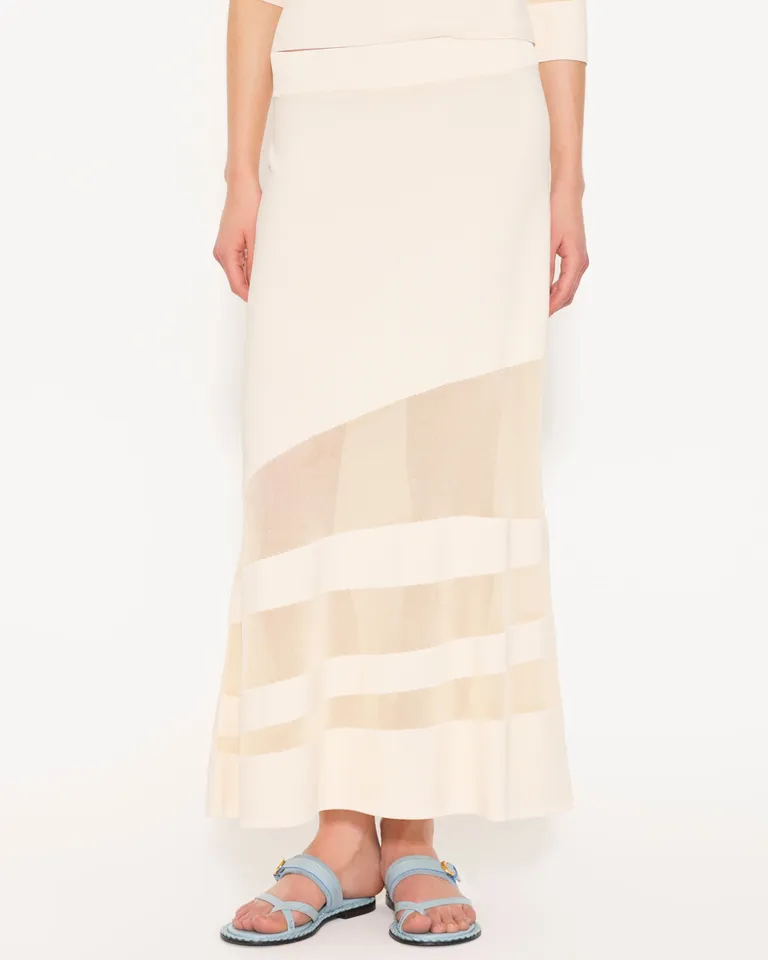 Falda larga tejida con detalles de organza transparente de Jazmin Chebar en Faldas para argentina