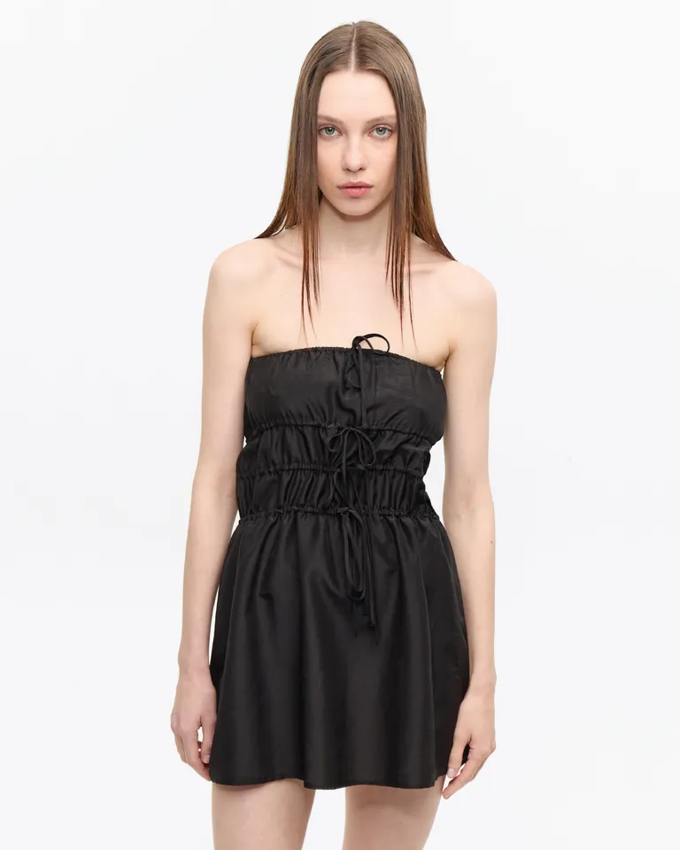 Vestido corto strapless de algodón y seda con ajuste al cuerpo de Ay Not Dead en Vestidos para argentina
