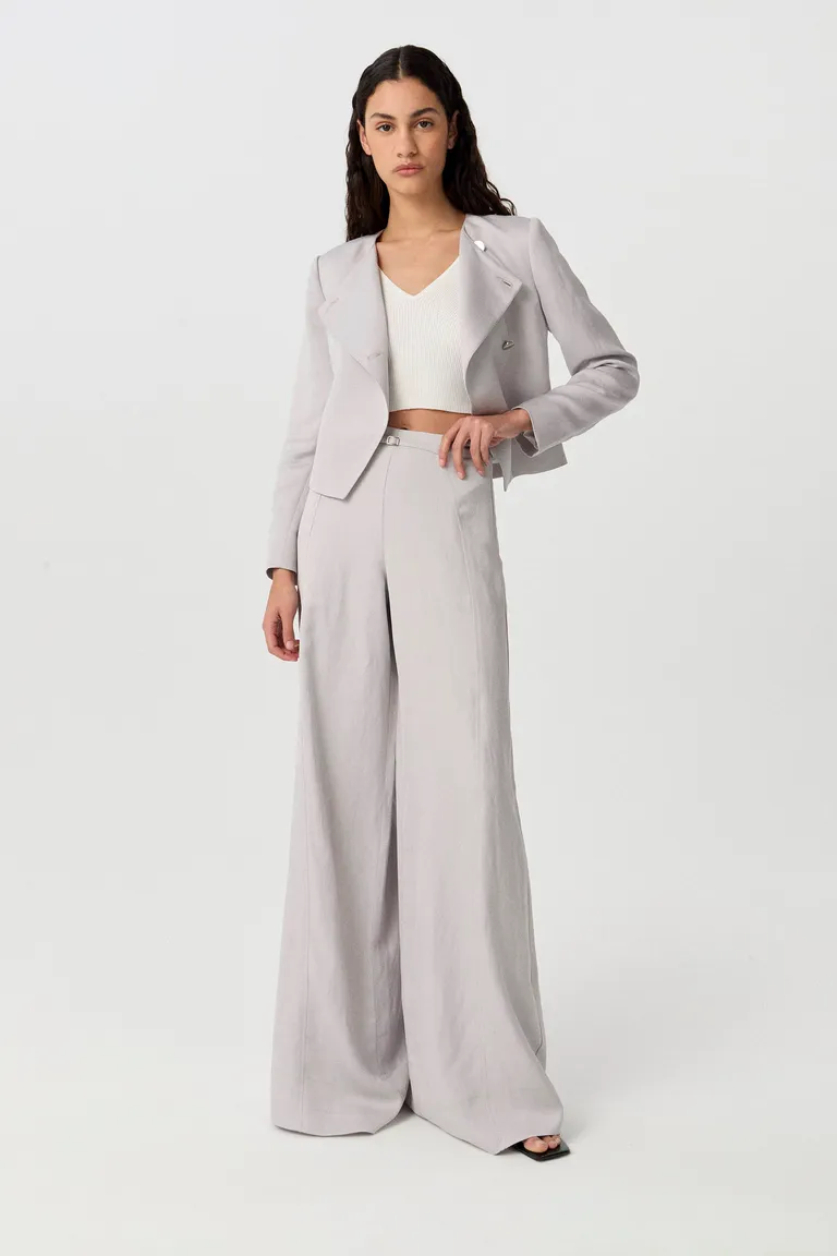 Pantalón palazzo de tiro alto en viscosa y lino de Markova en Pantalones para argentina