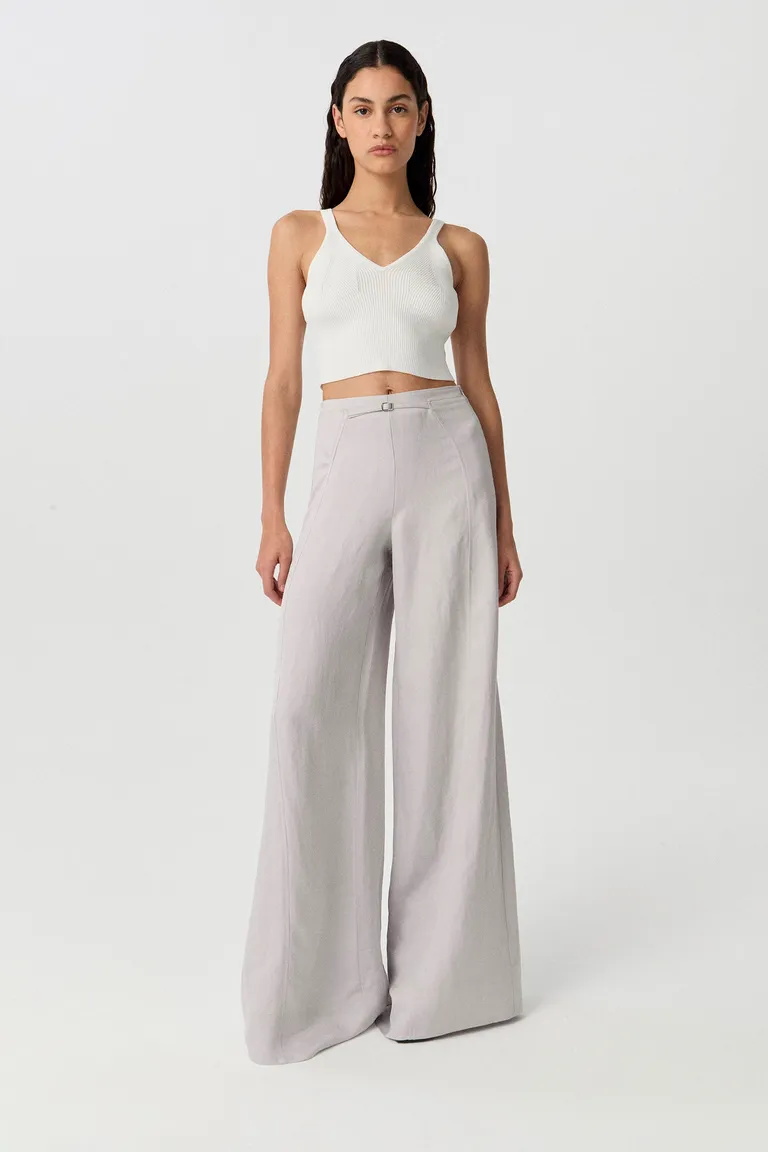 Pantalón palazzo de tiro alto en viscosa y lino de Markova en Pantalones para argentina
