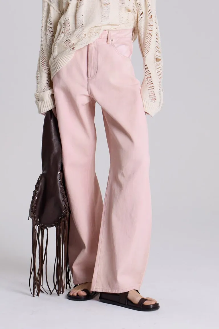 Pantalones holgados con corte medio-bajo y piernas ligeramente curvadas en rosa de Maria Cher en Pantalones para argentina