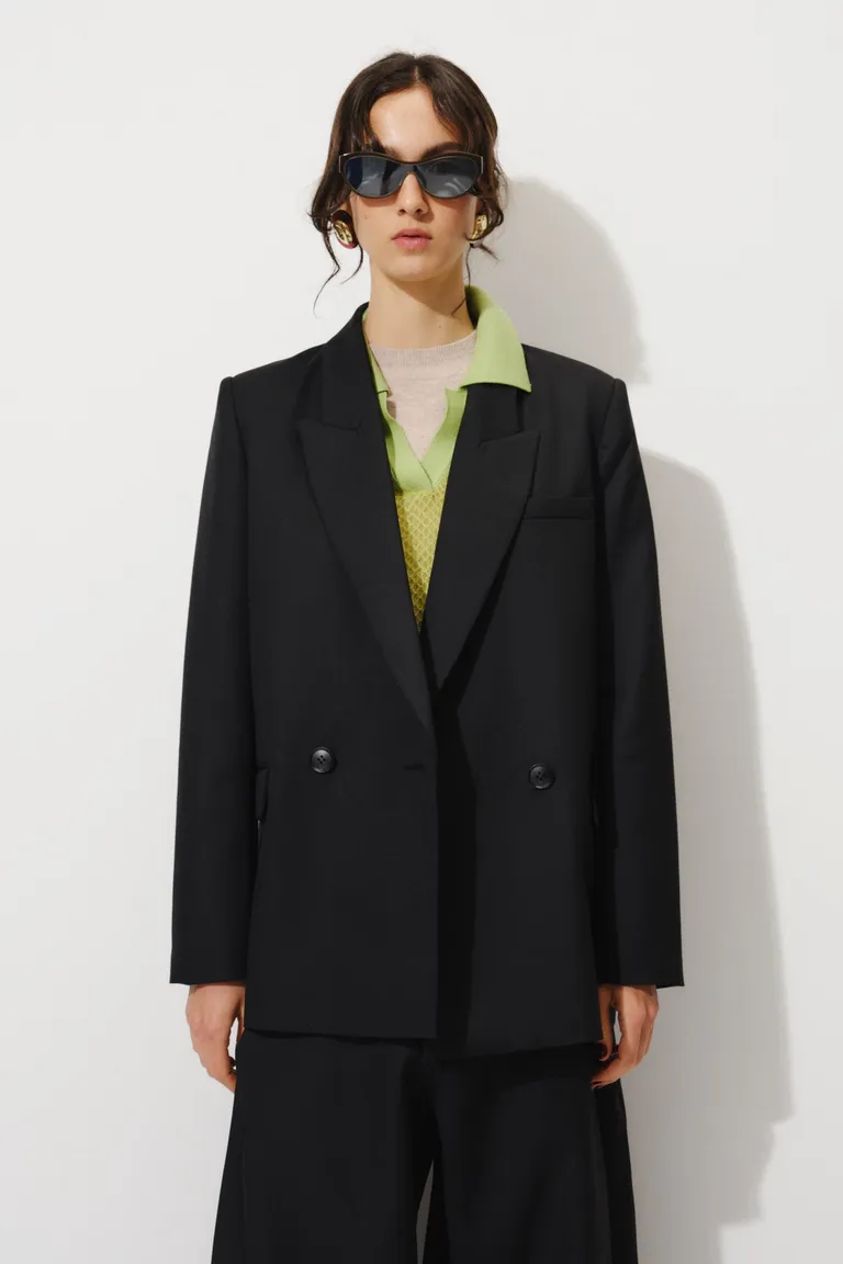 Saco sastrero recto con solapas amplias, cierre cruzado con botones y bolsillos delanteros de Mishka en Blazers para argentina