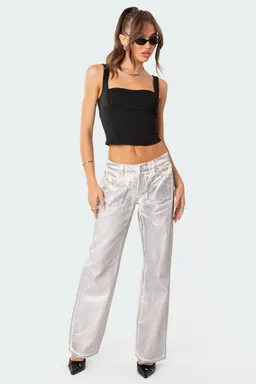 Jean tiro bajo metálico jolene de Edikted en Pantalones para argentina