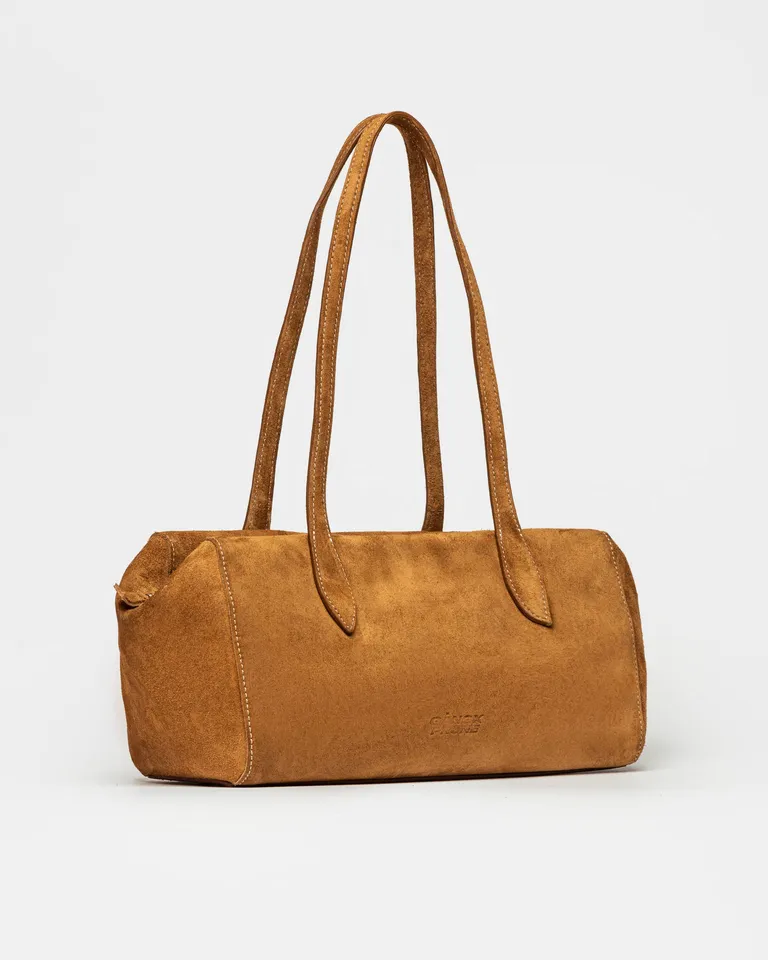 Cartera de hombro de cuero gamuza con diseño espacioso y maleable de Prüne en Bolsos y Carteras para argentina