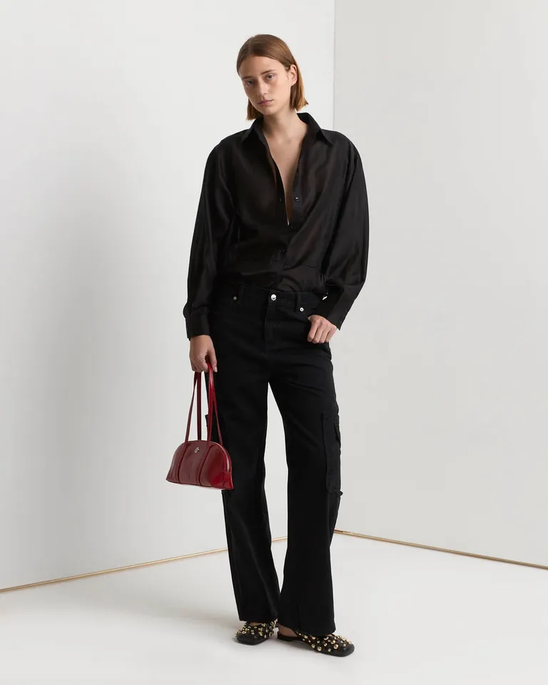 Pantalón de mezclilla con bolsillos laterales tipo cargo, de corte recto y pierna recta. de Prüne en Pantalones para argentina