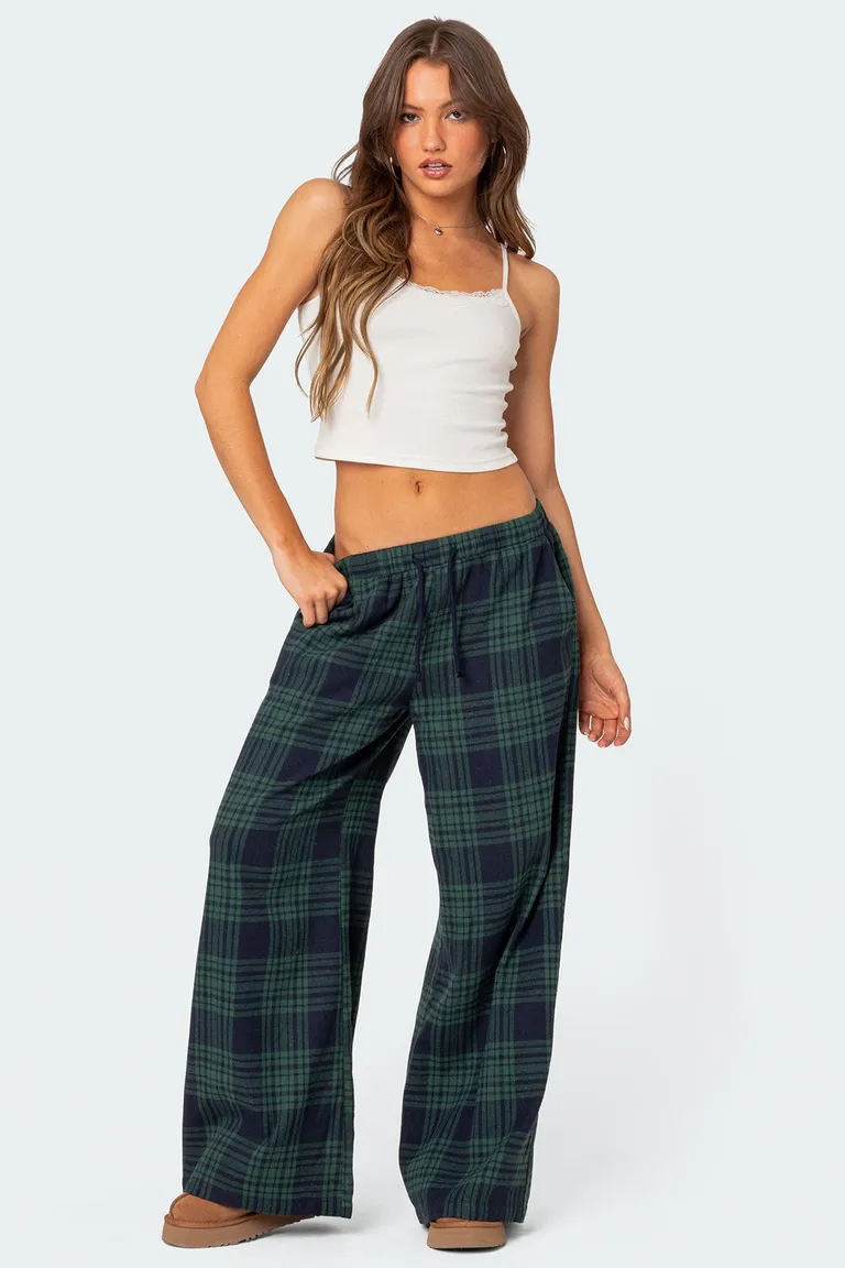 Pantalón lounge plaid pierna ancha de Edikted en Pantalones para argentina
