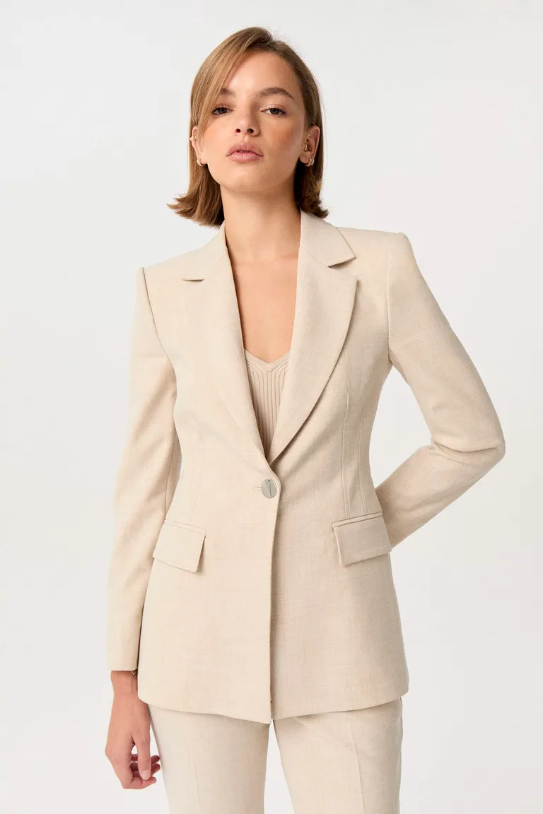 Blazer largo de sastrería viscosa melange con silueta entallada y manga larga de Markova en Blazers para argentina