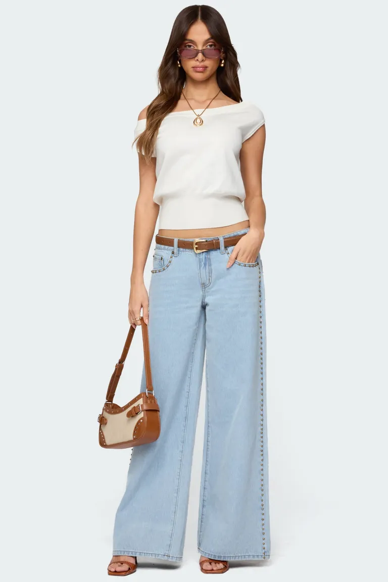 Jeans tiro bajo tachas stassie de Edikted en Pantalones para argentina