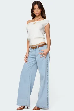Jeans tiro bajo tachas stassie de Edikted en Pantalones para argentina