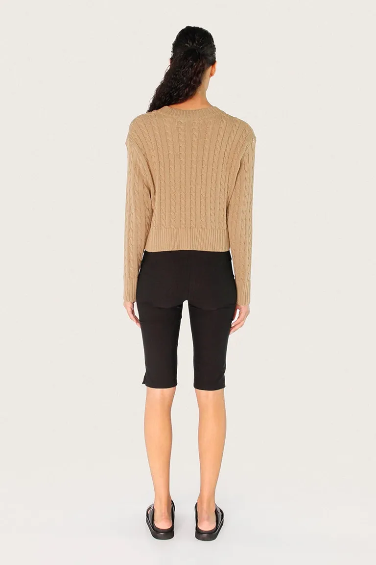 Sweater tejido en ochos con cuello redondo y largo modular por debajo de la cintura de Sofia Sarkany en Buzos y Sweaters para argentina